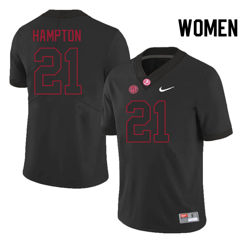 Women #21 Bubba Hampton Alabama Crimson Tide College Football Jerseys Stitched-Blackout